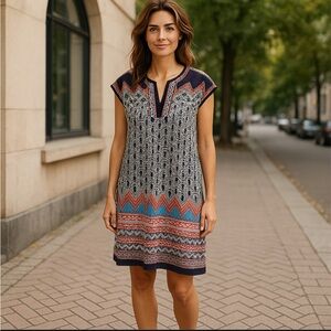 Laundry by Shelli Segal Geometric Shift Dress Sz Small Knee Length Jersey Knit